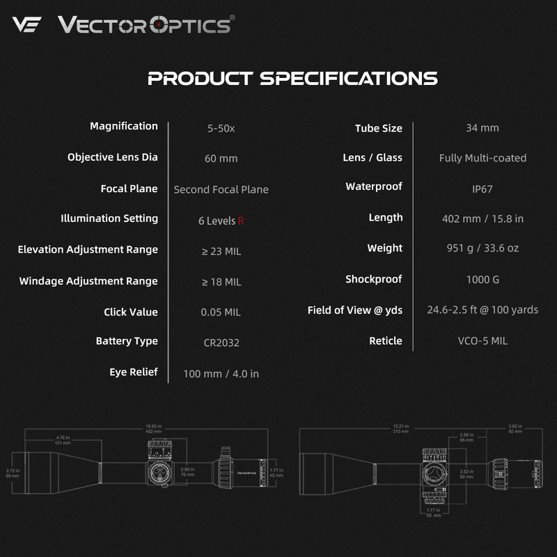 Load image into Gallery viewer, Tauron 5-50x60 ED SFP Long-Range Rifle Scope (SCOL-69) | Field Target Shooting