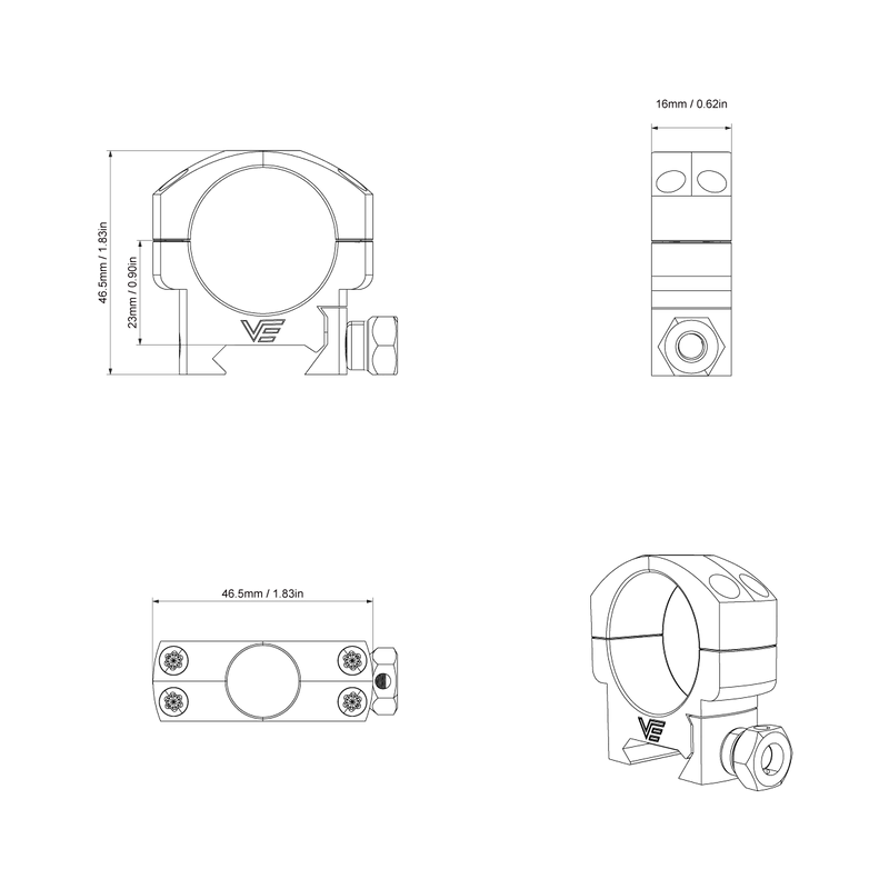 Load image into Gallery viewer, Vector Optics  Scope Weaver Rings 25.4mm/30mm