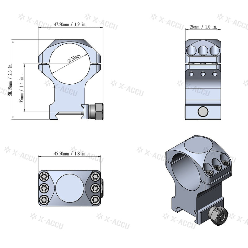 Load image into Gallery viewer, 30mm X-Accu 1.4" Medium Profile Picatinny Scope Rings - Vector Optics Online Store