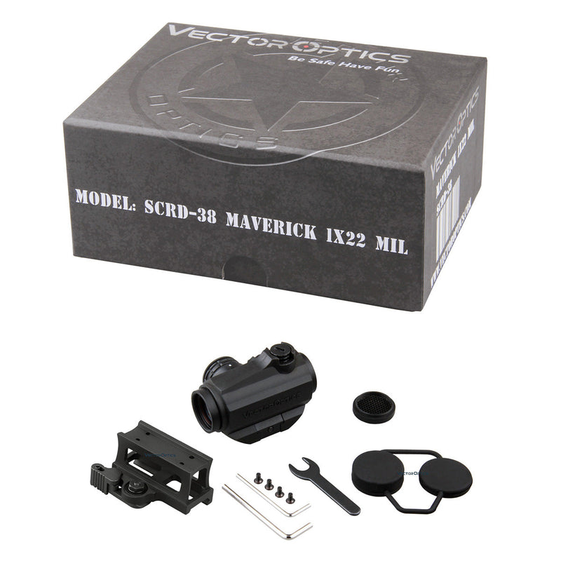 Load image into Gallery viewer, Vector Optics Maverick AR15 M4 1x22 Tactical Red Dot Scope Sight with 20mm Quick Release High Riser Picatinny Mount Base