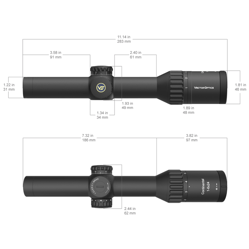 Load image into Gallery viewer, Continental 1-6x24i Fiber Tactical Riflescope
