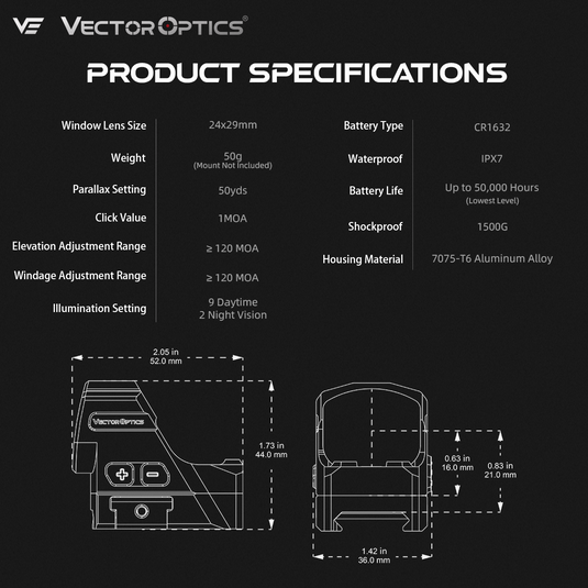 Vector Optics EU Frenzy FLEX 1x24x29 SPECIFICATIONS