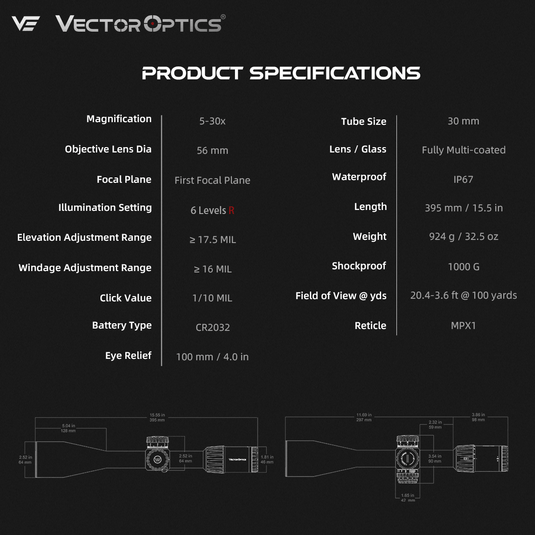 Tauron 5-30x56 GenII FFP MPX1 Reticle Rifle Scope (SCFF-66)