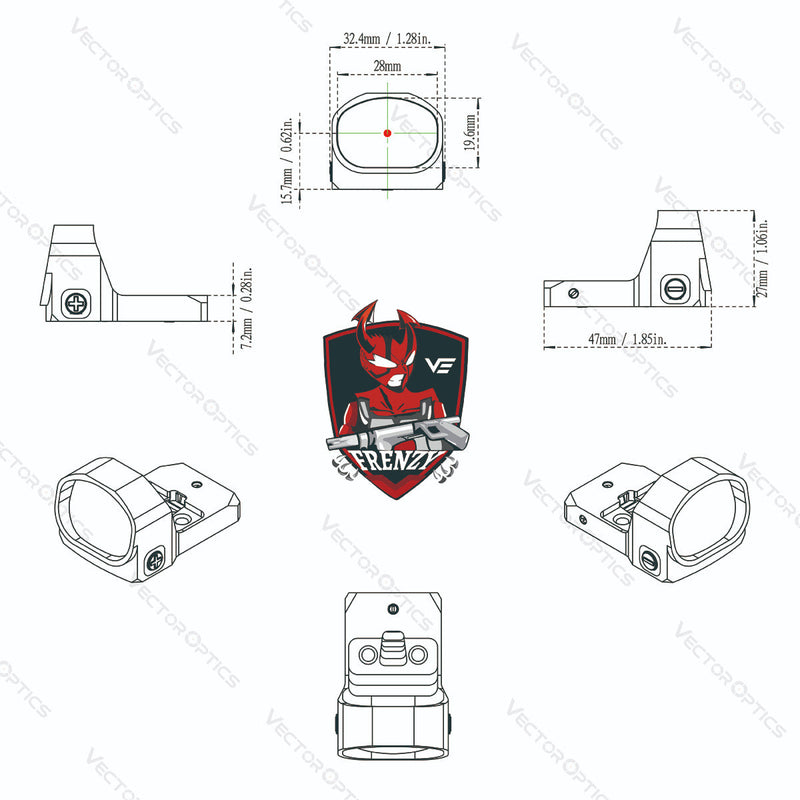 Load image into Gallery viewer, Frenzy-X 1x20x28 6MOA Red Dot Sight design paper
