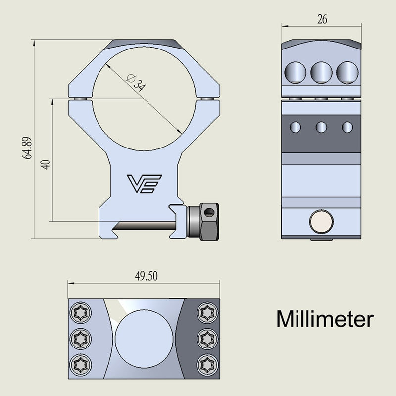 Load image into Gallery viewer, 34mm X-ACCU Scope Ring High - Vector Optics Online Store
