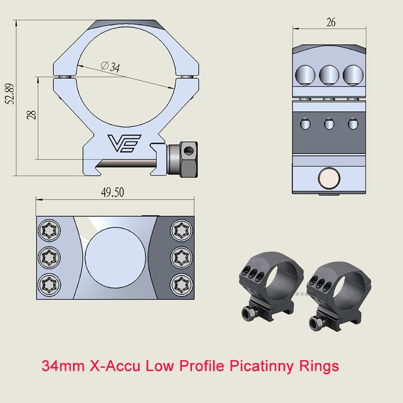 Load image into Gallery viewer, X-Accu Mighty 34mm Scope Rings - Vector Optics Online Store
