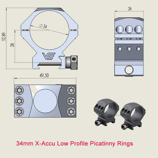 X-Accu Mighty 34mm Scope Rings - Vector Optics Online Store