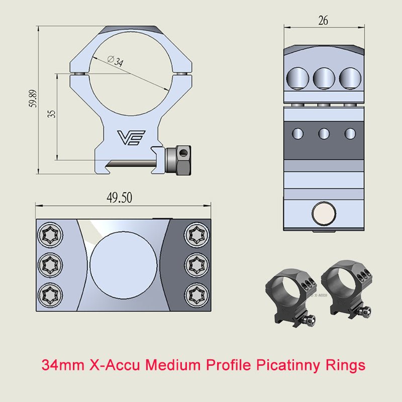 Load image into Gallery viewer, X-Accu Mighty 34mm Scope Rings - Vector Optics Online Store
