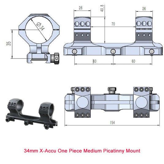 X-Accu Mighty 34mm Scope Rings - Vector Optics Online Store