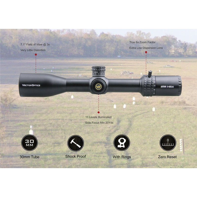 Load image into Gallery viewer, Aston 3-18X44 SFP Tactical Riflescope Details
